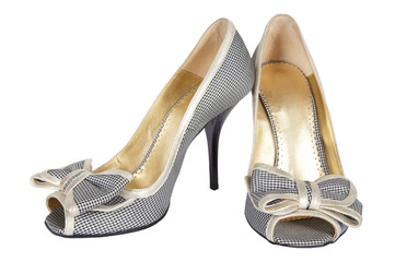 Female shoes with a bow on a high heel