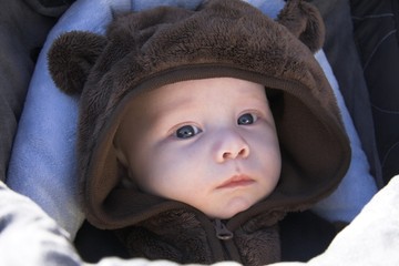 Baby in bear suit