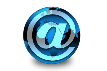 The email symbole with  earth globe background