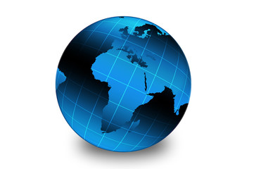 blue earth globe centered on africa and europe