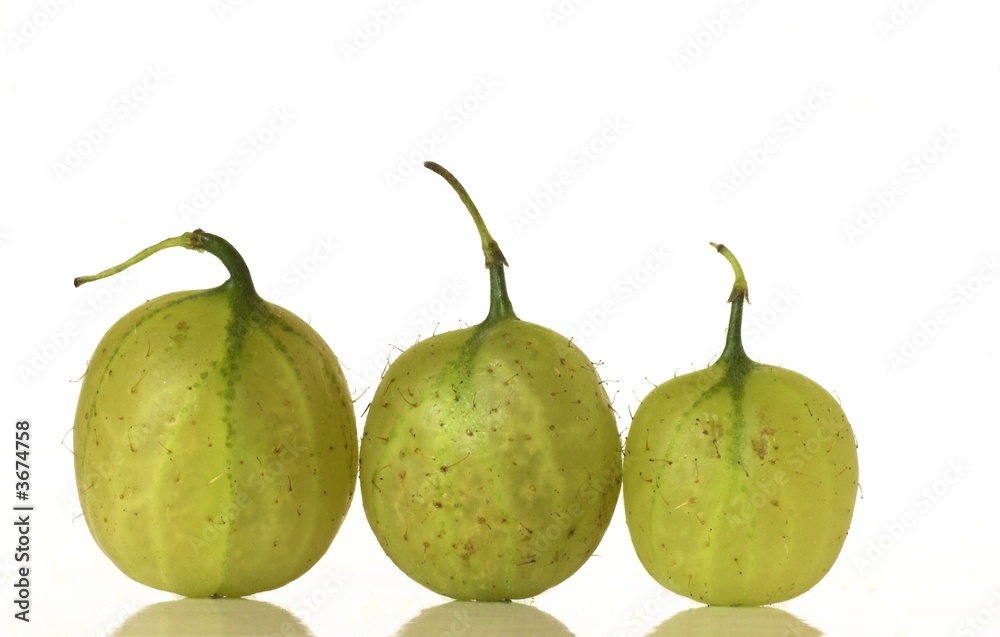 Sticker three fresh gooseberries on a white background