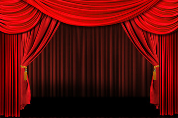 Multiple Red Layered Stage Theater Drape Background