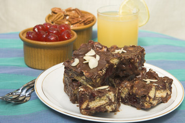 Sticky Chocolate Confection, Cherries Nuts and Juice
