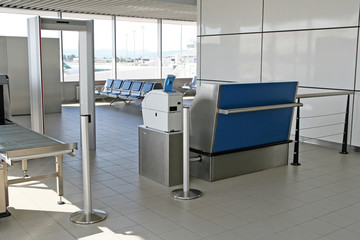 The waiting area of an airport terminal