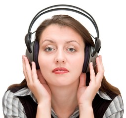 girl in headphones