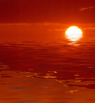 red ocean sunset