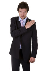 business man giving himself a credit for a good work