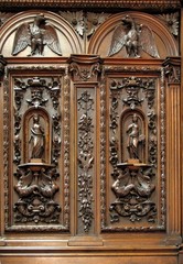 Antique Wardrobe with Wood Carvings