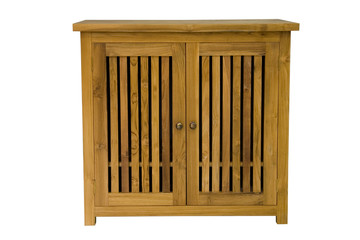 Wooden chest on a white background