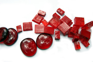 Morceaux de verre rouge