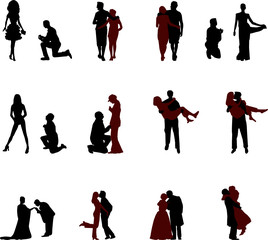 romance and love silhouettes