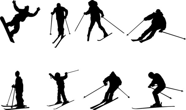 skiing silhouettes