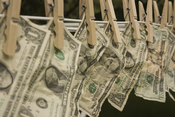 Money laundered, hanging on a line