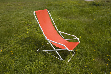 Chaise longue with a beautiful alpine scenic