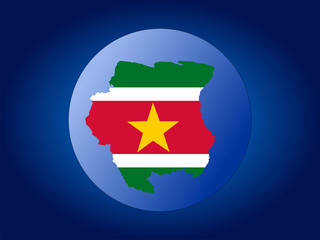 map and flag of Suriname globe illustration