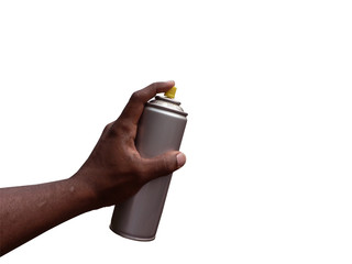 hand holding spraycan isolated with clipping path 