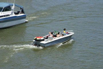 Fototapeta premium Family on boat