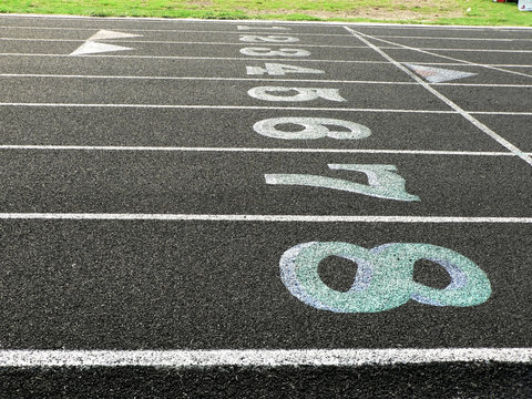 track lanes of a high school for the sport of track and field