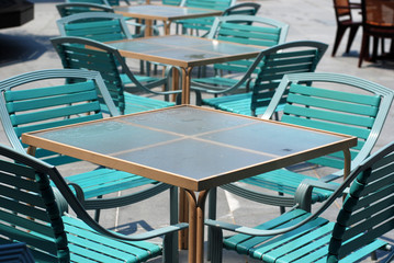 colorful table and chair at the café 