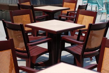 colorful table and chair at the café 