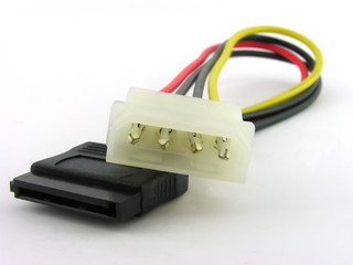 SATA power connector. Close up. Isolated on a white background.