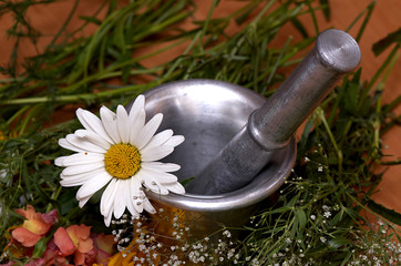 An image of mortar and flowers 54kll
