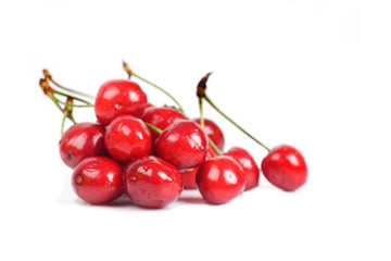 Bunch of cherries isolated on white