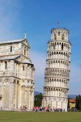 falling Pisa bell tower and cathedral fragment