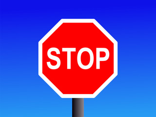 stop sign on blue