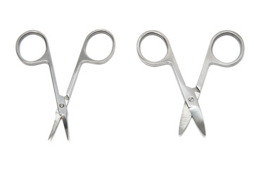 Pair scissors for manicure on a white background