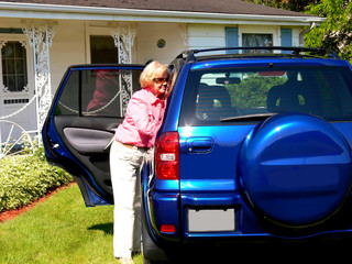 Lady with blue car                                     