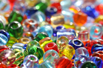 Colorful beads with selective focus on the one in the front