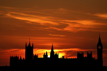 Naklejka premium Houses of parliament London at sunset