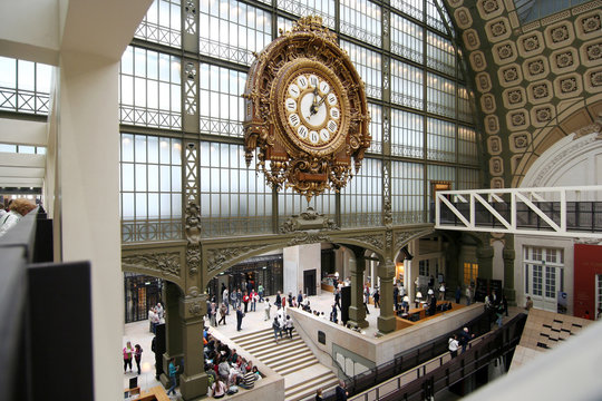 Vintage railway station clock in Paris