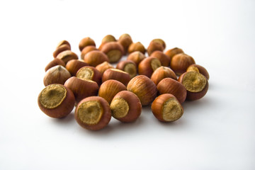 Hazelnuts on White