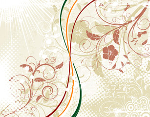 Grunge flower background with stripes, vector illustration
