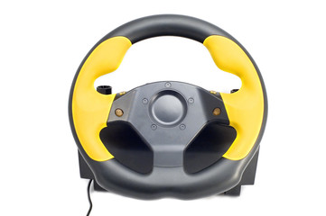 series object on white steering wheel