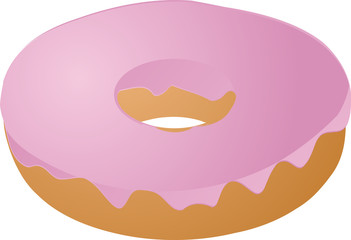 Pink icing covered donut
