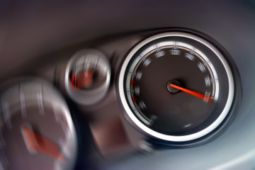 Dashboard speedometer and tachometer close-up