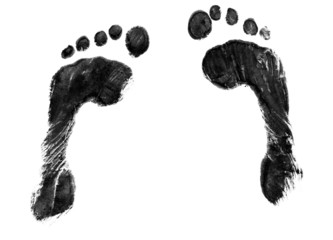 A pair of black ink footprints