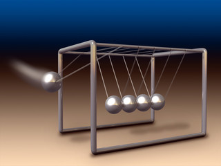 Newton's cradle experiment. Digital illustration.