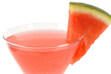 A watermelon martini cocktail with watermelon slice isolated 