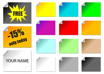 Promotional stickers with different colors and positions