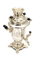 series object on black - kitchen utensil Samovar on white
