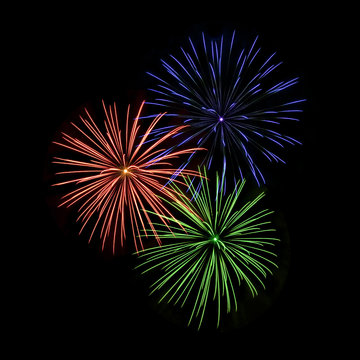 red, blue, and green fireworks