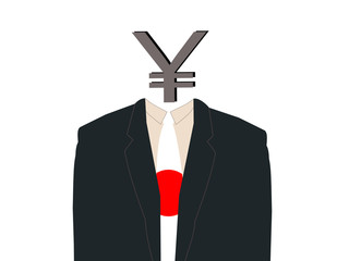 business man with yen symbol for head