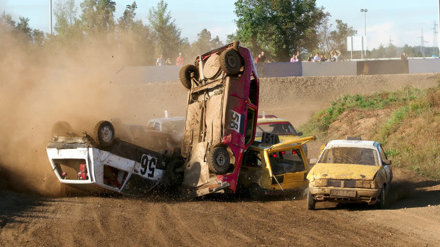 Rally on dirt-road - auto-sport misfortune