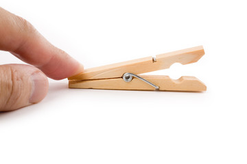 Clothespin with white background, close up shot