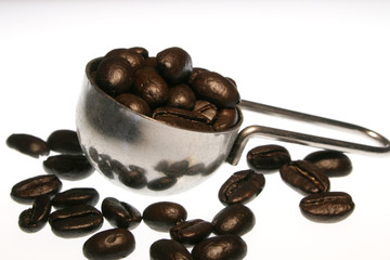 Coffee scoop and coffee beans