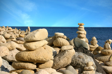 Balanced rocks at the beach